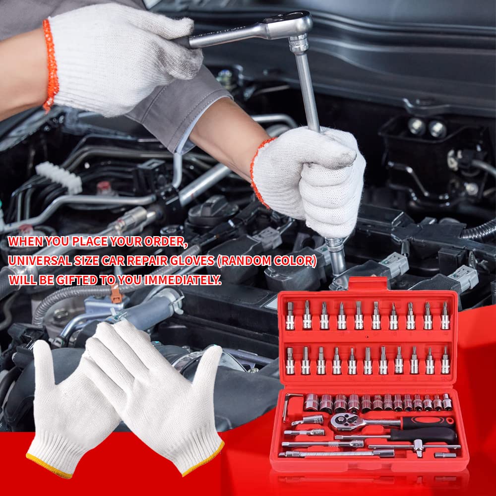 Amazon | KIBLAH 46ピース 1/4インチ ドライブソケット ラチェット