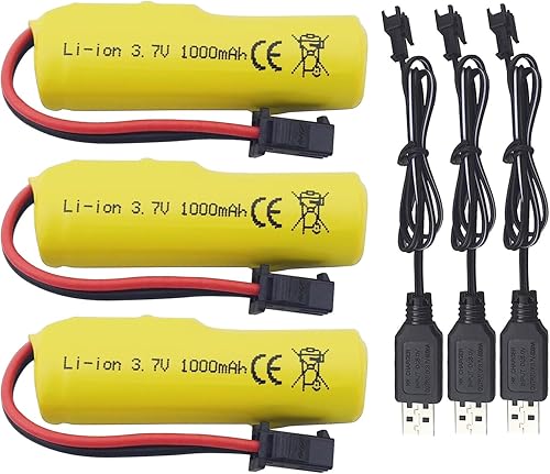Miniatura 1 de 3 unidades 3.7 V 1000 mAh batería de iones de litio con cable de carga USB para 1220A TB202 TB201 TM201 TM202 TC141 DE35 DE38 DE40 DE50 RC Stunt Car