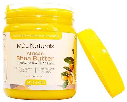 Miniatura 9 de MGL Naturals Manteca de karité amarilla cremosa de 16 onzas, africana, sin refinar y cruda. Nutre e hidrata la piel y el cabello. Úsalo solo o