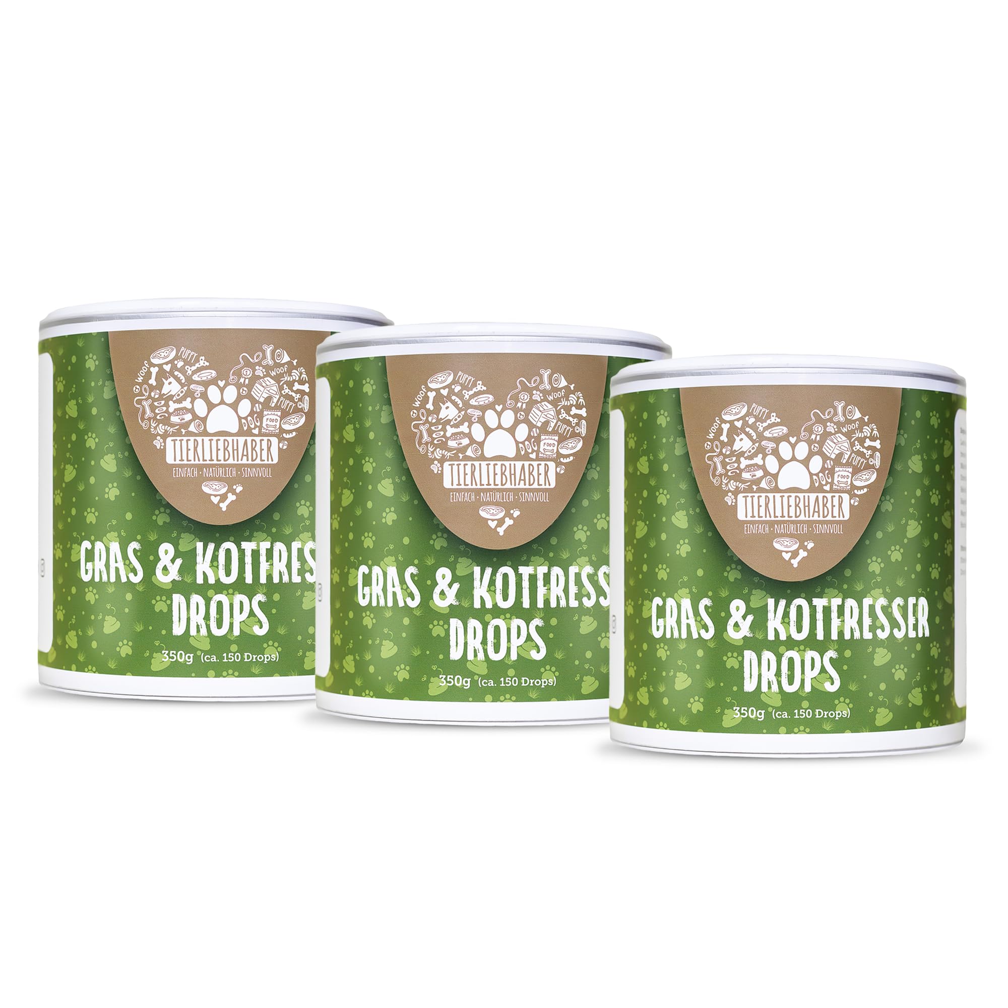 TIERLIEBHABER – 3X Gras- & Kotfresser Drops mit Ulmenrinde für Hunde – Tierärztlich entwickelt – Hilft gegen Sodbrennen Hund – Angereichert mit Moor und Fenchel – je ca. 150 Drops