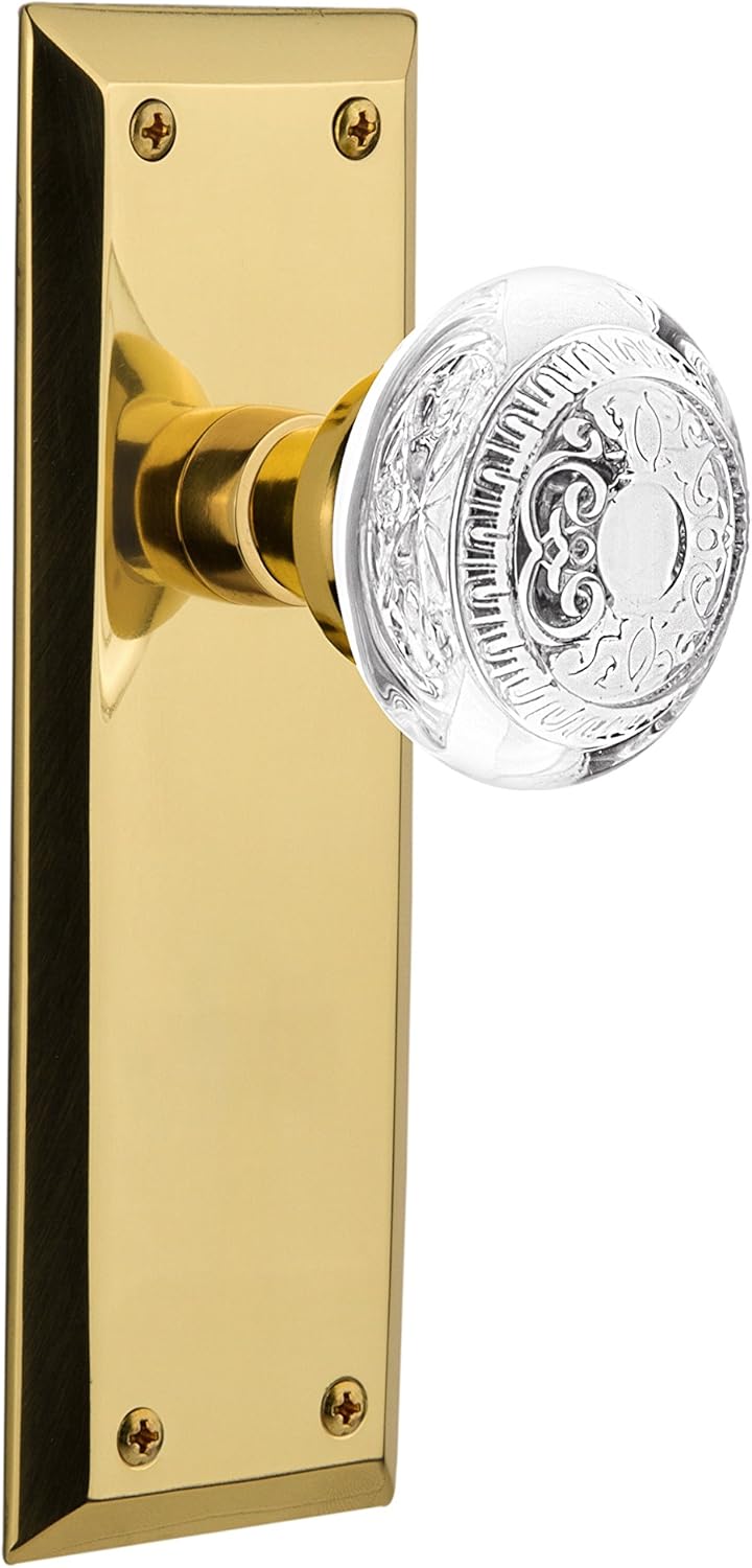 Nostalgic Warehouse 750286 Passage New York Plate with Crystal Egg and Dart Knob, 2.375", Timeless Bronze