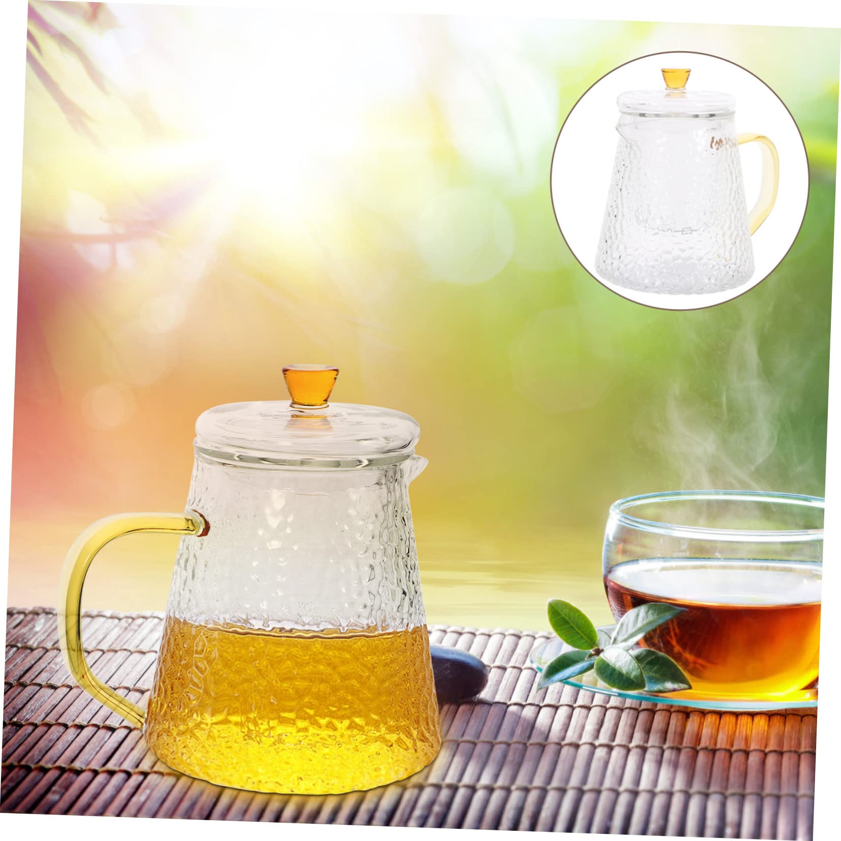 Handliche Teekanne aus Hochhitzebeständigem Borosilikatglas 600ml mit Integriertem Sieb und Transparenter Optik für Losen Tee Zuhause und Büro