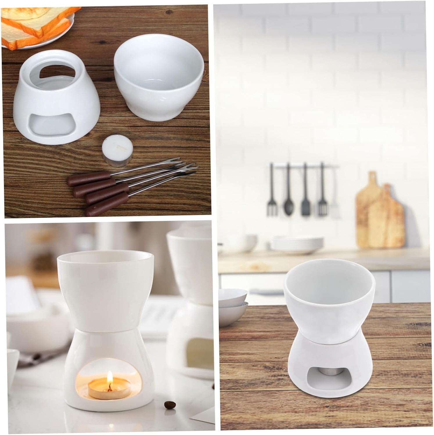 Alipis 1set Ceramic Chocolate Melting Pot and Cheese Fondue Style for People for Butter Candy and Broth Easy to Clean Candle Heating Option