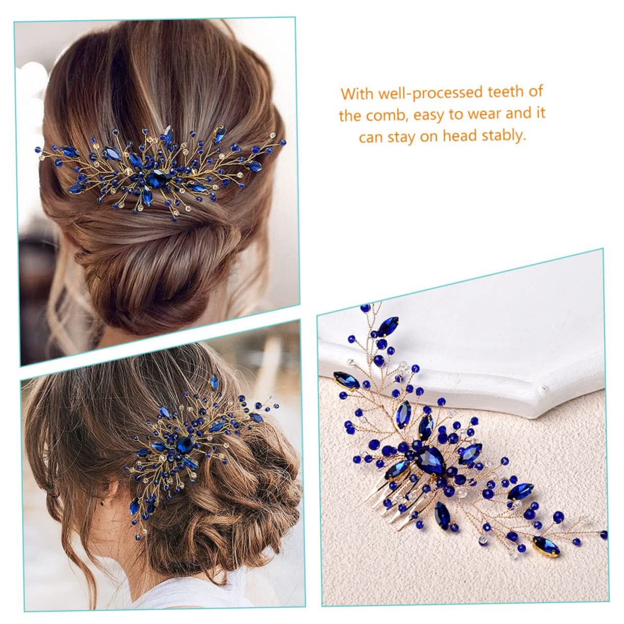 FRCOLOR Lot De 4 Peignes À Cheveux En Cristal Pour Mariée Accessoire De Coiffure Élégant Pour Enterrement De Vie De Jeune Fille