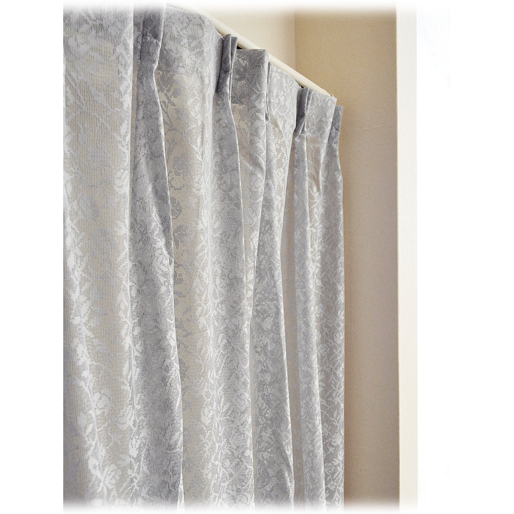 レースカーテン（グレー　日本製） Amazon｜日本製 アルミ蒸着 防炎 UVカット ミラーレースカーテン