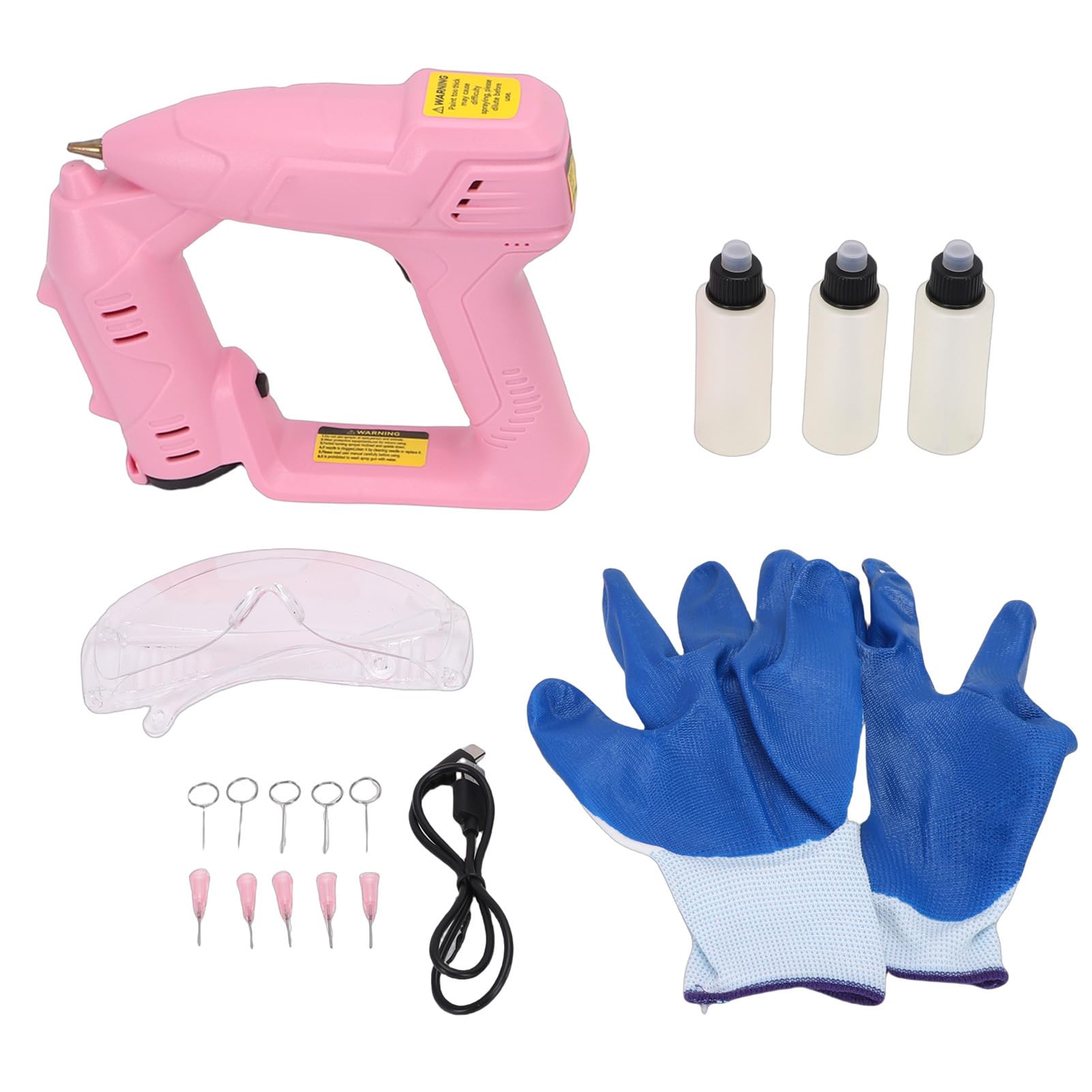 Jiawu Elektrisches Farbspritzgerät, 3 Gänge, Verstellbare Hand-Farbspritzpistole, Farbspritzpistole mit Austauschbarer Düse und 60-ml-Sprühflaschen für die Reparatur von Autoschränken und Möbeln