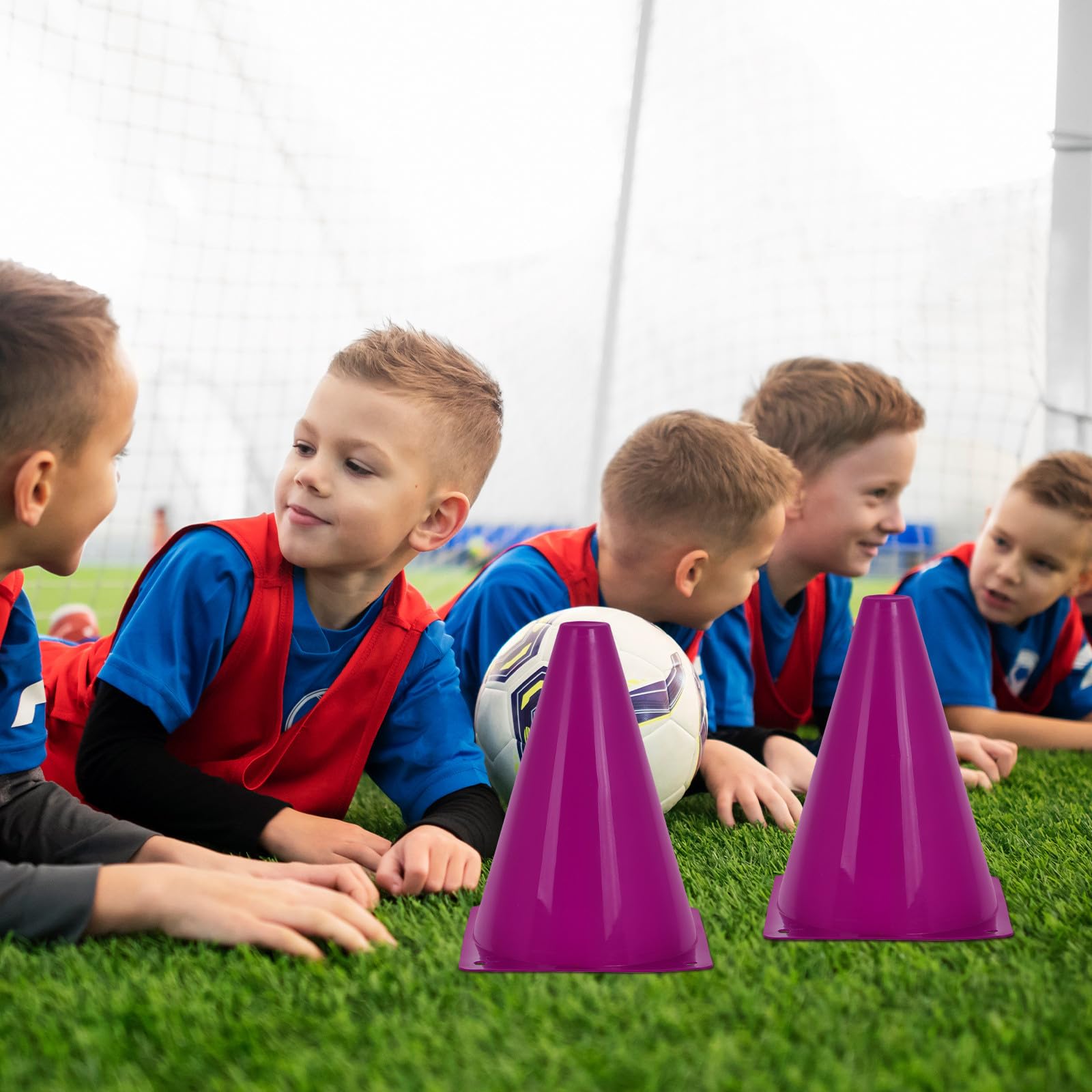 Zerodeko 40 Conos de Entrenamiento de Fútbol de Plástico Púrpura Diseño Fácil de Transportar para Ejercicios y Prácticas Deportivas