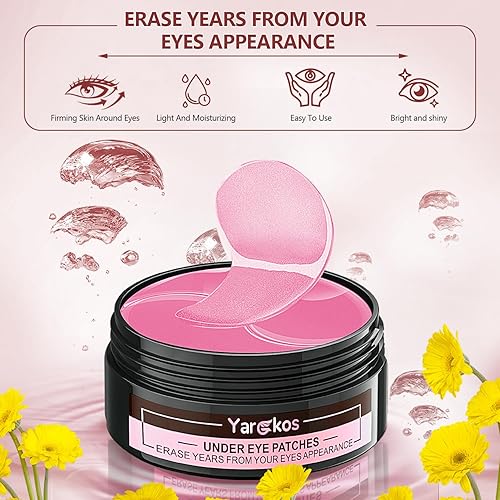 Miniatura 10 de Yargkos 60 parches verdes para debajo de los ojos, 30 pares de máscaras debajo de los ojos para tratamiento de ojeras hinchadas, almohadillas de gel