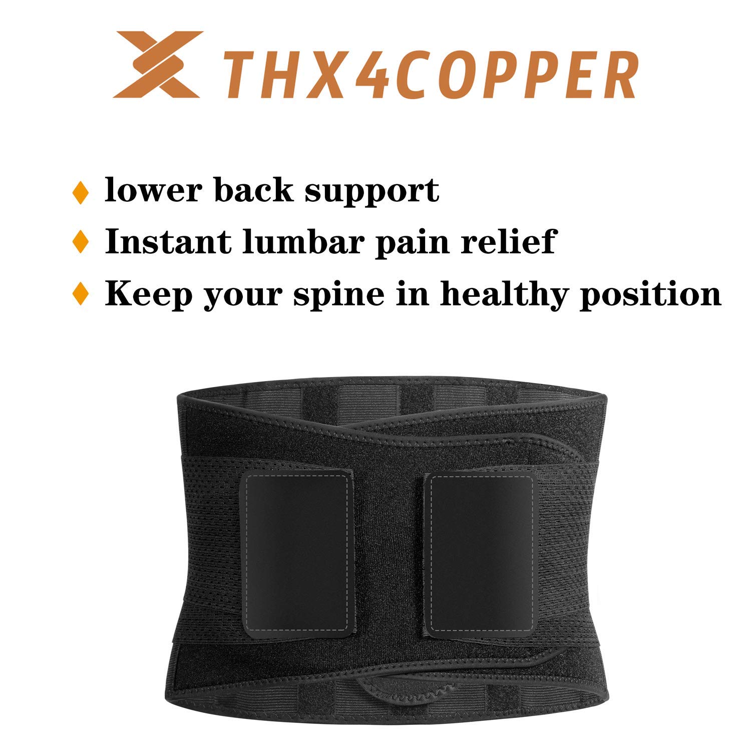 Thx4COPPER Compression Lower Back Brace, Waist Support BeltPain Relief