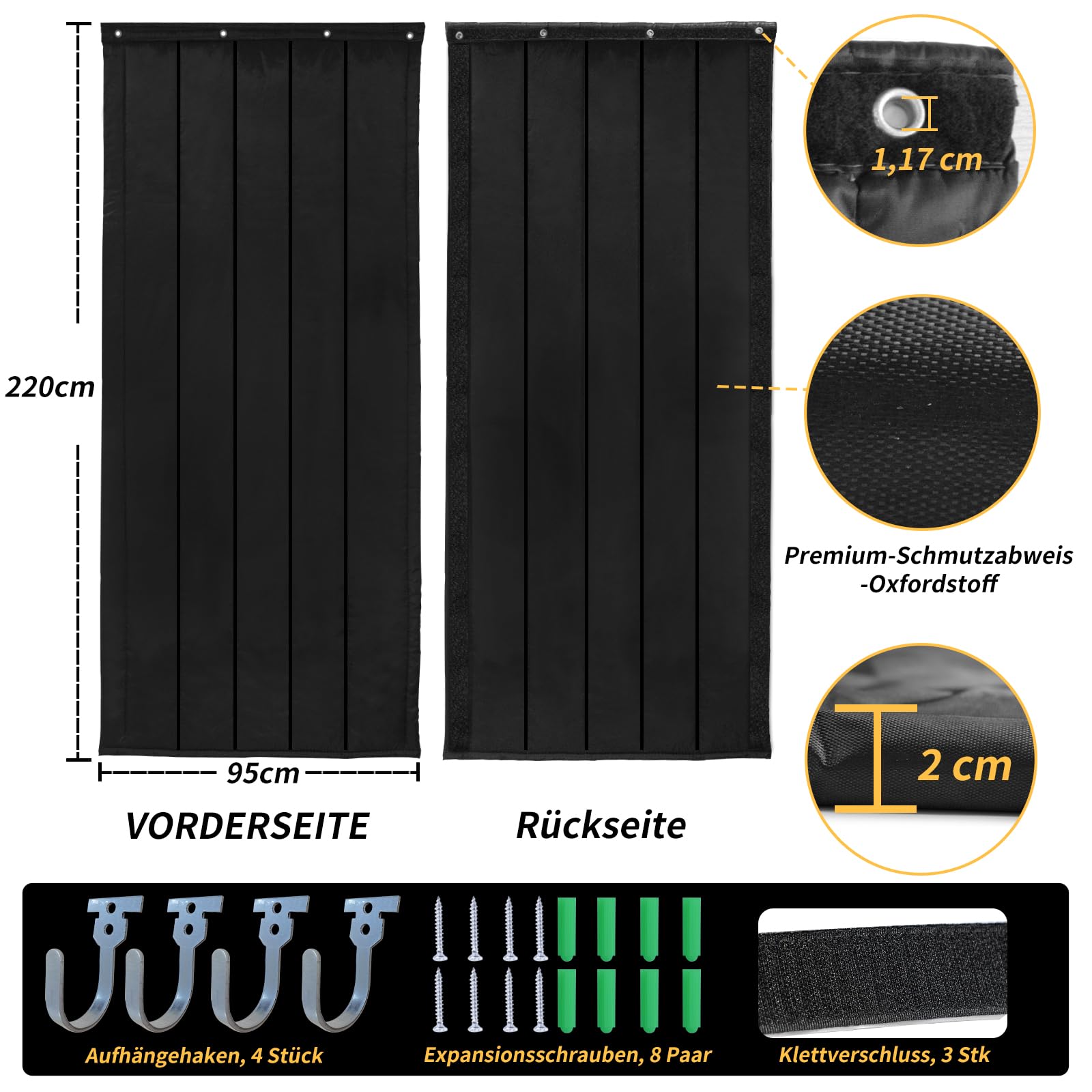 BXI Dicke Schallschutzdecke für Türen 95 x 220 x 2 cm schwere Schallbarriere für Fenster akustischer Dämmvorhang-Trenner für Zuhause Wand-Lärmschutz für Schlafzimmer und Musikaufnahme-Studio