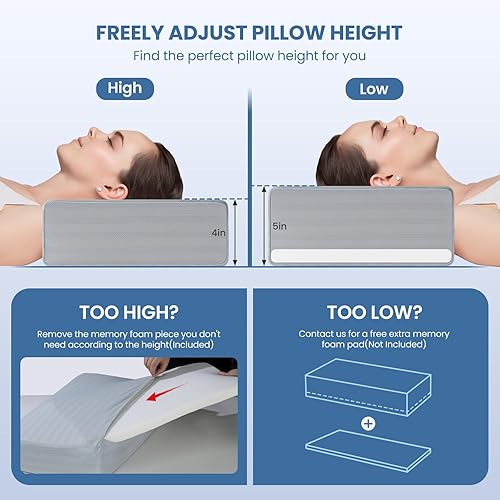 Miniatura 4 de Lopsch Almohada de cubo de enfriamiento para aliviar el dolor de cuello, almohada de cama para soporte de cuello y hombros, almohada ergonómica de