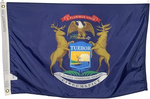 Bandera de Michigan de 6 x 10 pies, nailon para todo tipo de clima y costuras reforzadas para el extremo de la mosca, fabricado en Estados Unidos