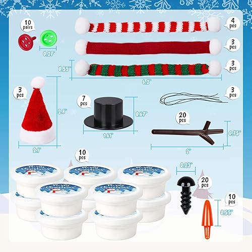 Miniatura 4 de Paquete de 10 Rellenos de Medias para Niños, Manualidades Navideñas para Niños a Granel, Kit de Manualidades de Muñeco de Nieve Arcilla Modeladora,