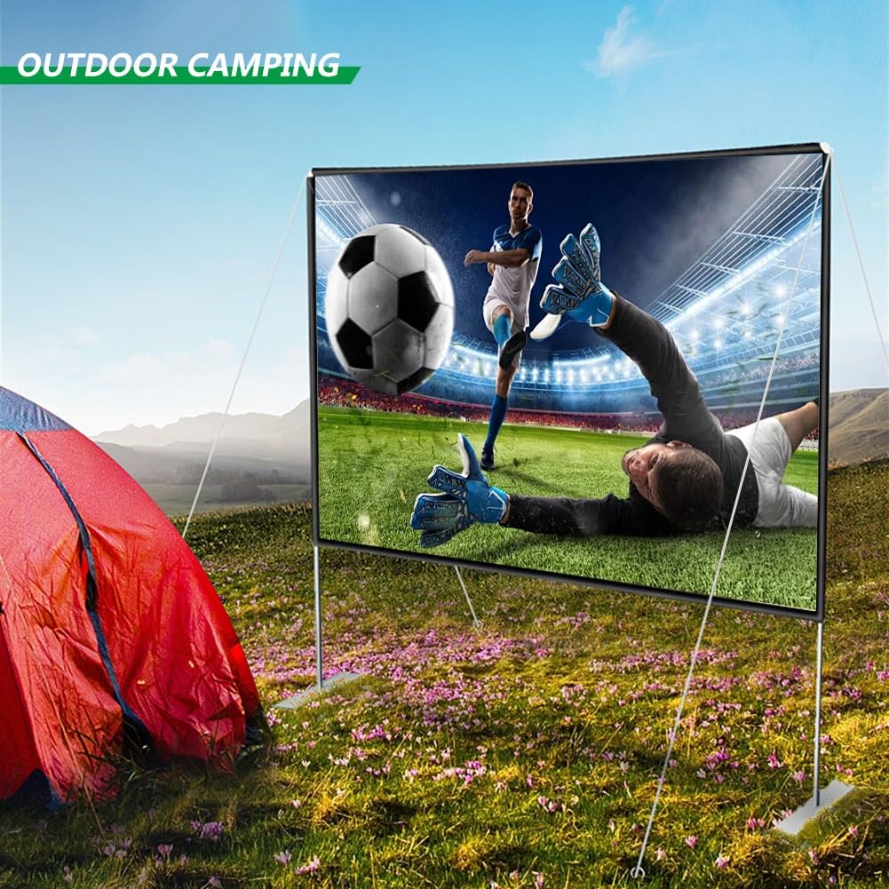 Schermo per Film in Fibra di Vetro da 80" 100" 120" per Esterni con Supporto, Schermo di Proiezione Mobile Ultra HD 16:9 per Home Theater(120"(16:9))