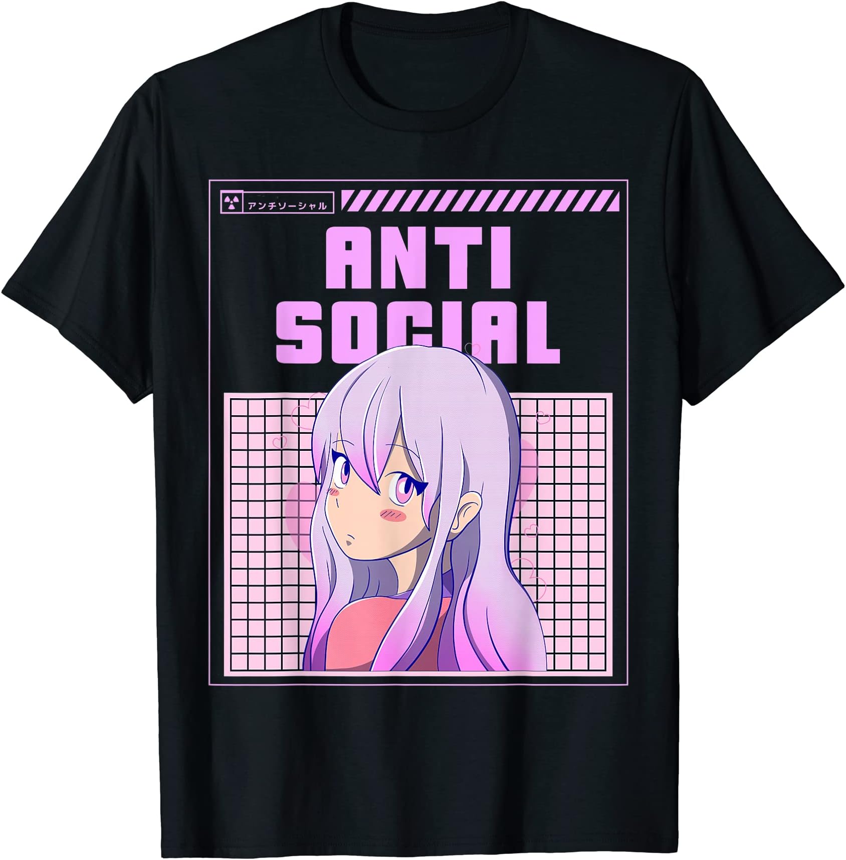 Aesthetic Anime Manga Girl Otaku Apparel Co.Japanese Aesthetic Vaporwave Anti Social E-Girl Anime Manga T-Shirt