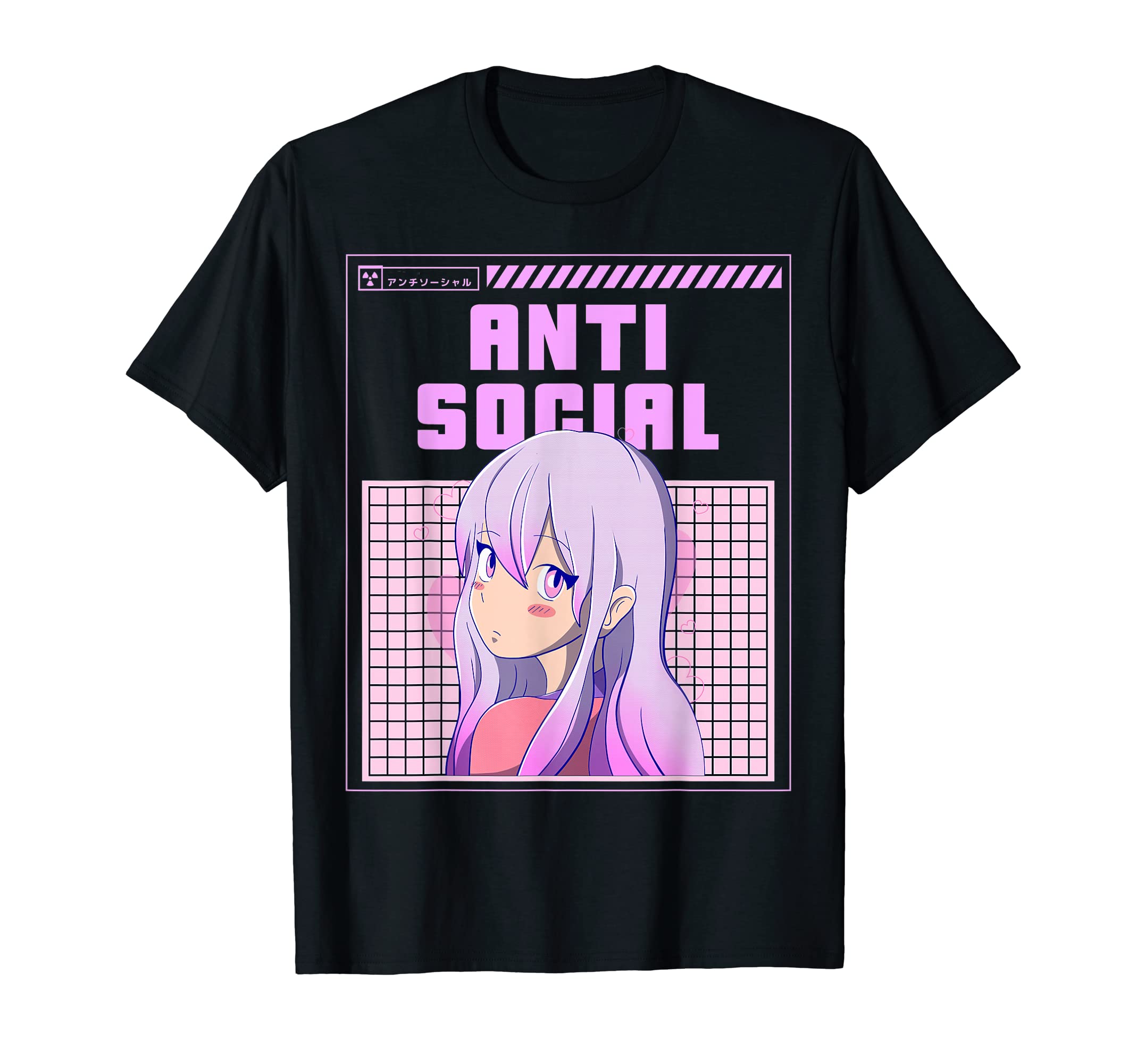 Aesthetic Anime Manga Girl Otaku Apparel Co.Japanese Aesthetic Vaporwave Anti Social E-Girl Anime Manga T-Shirt