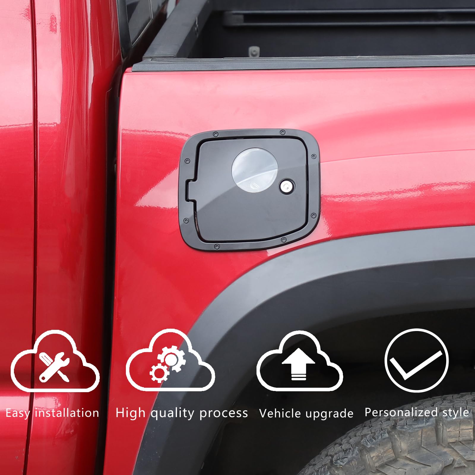 Fuel Tank Cap Replacement Anti-theft Lock Cap Compatible with Toyot@ Tacoma 2016-2022 Car Fuel Tank Gas Filling Cap Decoration, Gas Tank Door Cap with Lock accessories (style B)