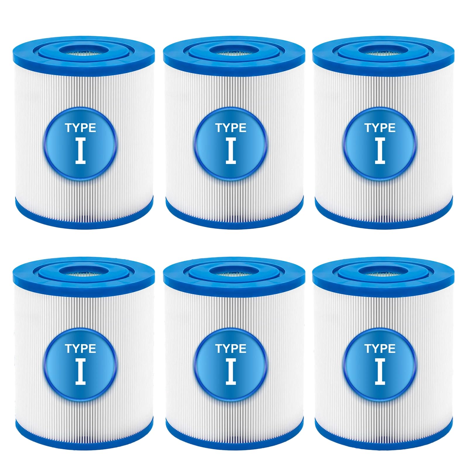 KGC Cartucho de Filtro Tipo I para Bestway，Paquete de 6 filtros Compatible con Bomba 58093, 58511, 58381 (300/330 GAL/h) para Piscina elevada