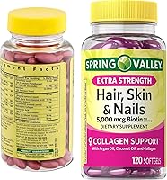 Vista 5 de Basket Goods Spring Valley - Cápsulas blandas de colágeno extra fuertes para el cabello, la piel y las uñas, 5000 mcg de biotina, 120