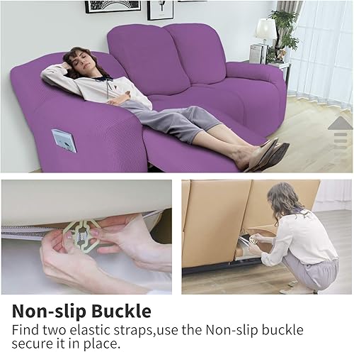 Miniatura 428 de Funda elástica para sofá reclinable de fácil colocación, Tela mezcla de poliéster Algodón, Arena