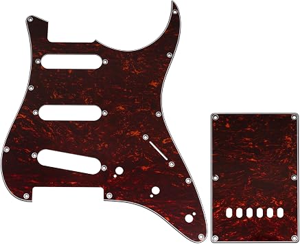 Musiclily Pro 10-Hole ST Guitar SSS Pickguard Backplate Set Red Tortoise