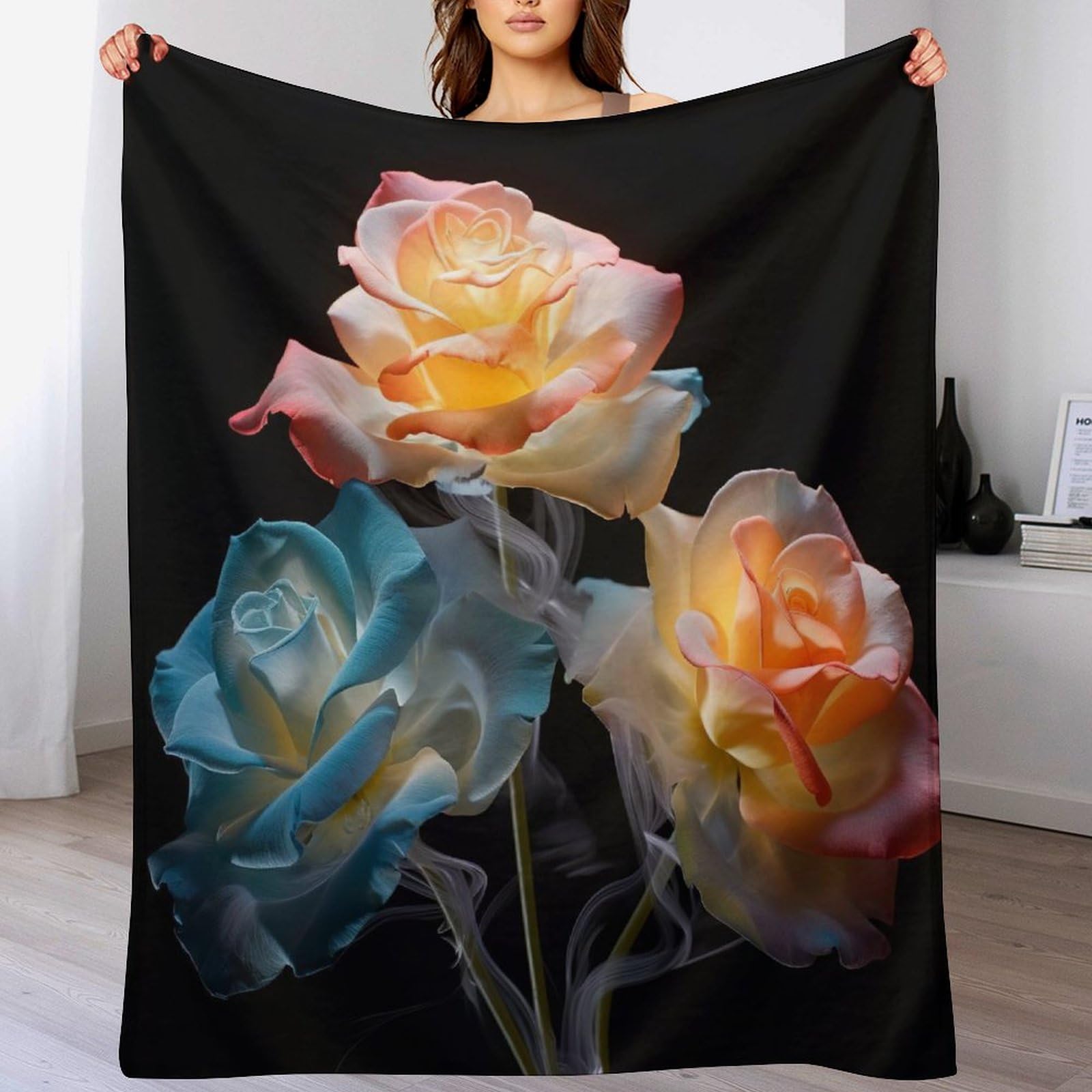 Couverture en fleur 3D légère et chaude anti-poussière plaid lit canapé
