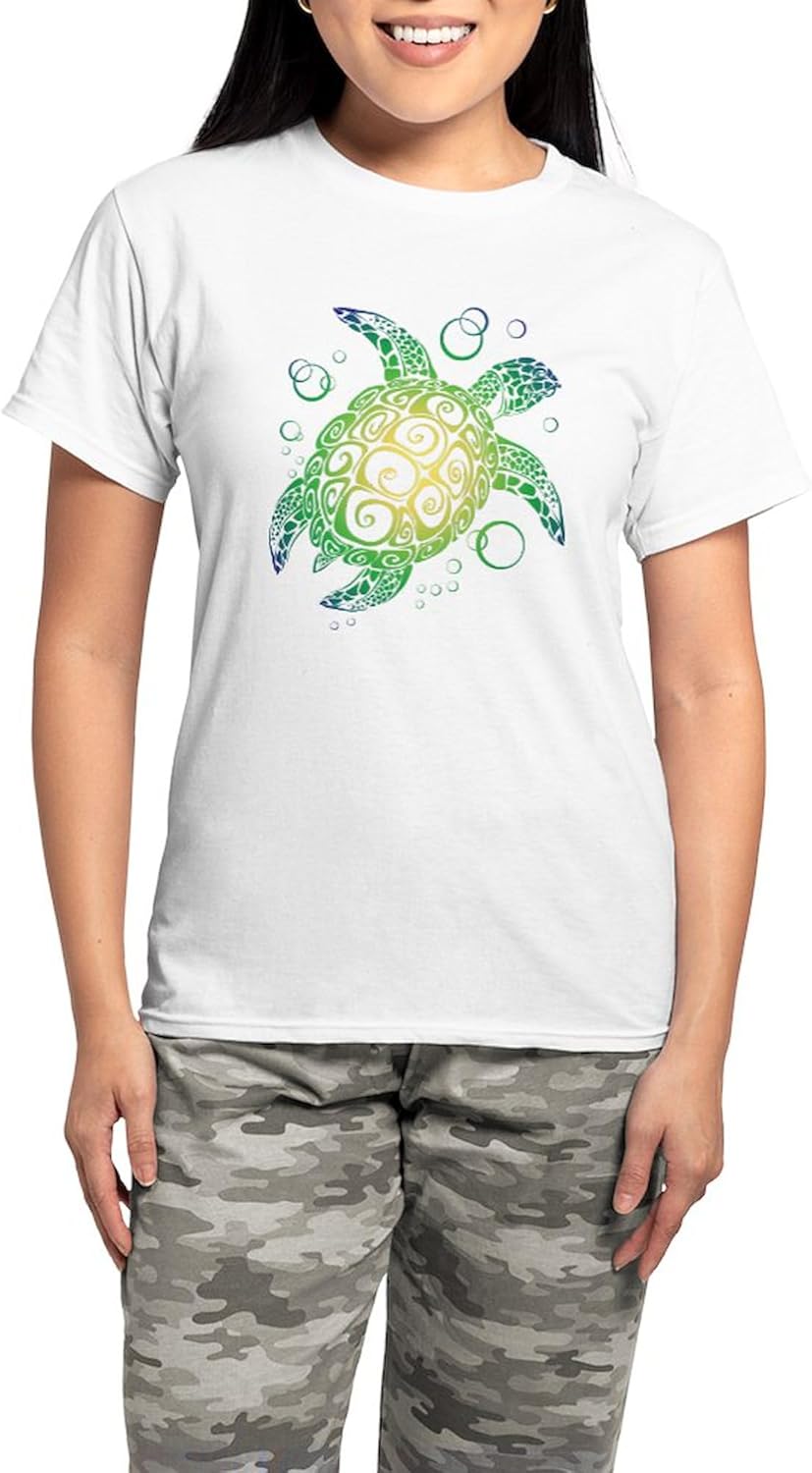 CafePress Sea Turtle Pajamas Women's Novelty Cotton Pajama Set, Comfortable PJ Sleepwear
