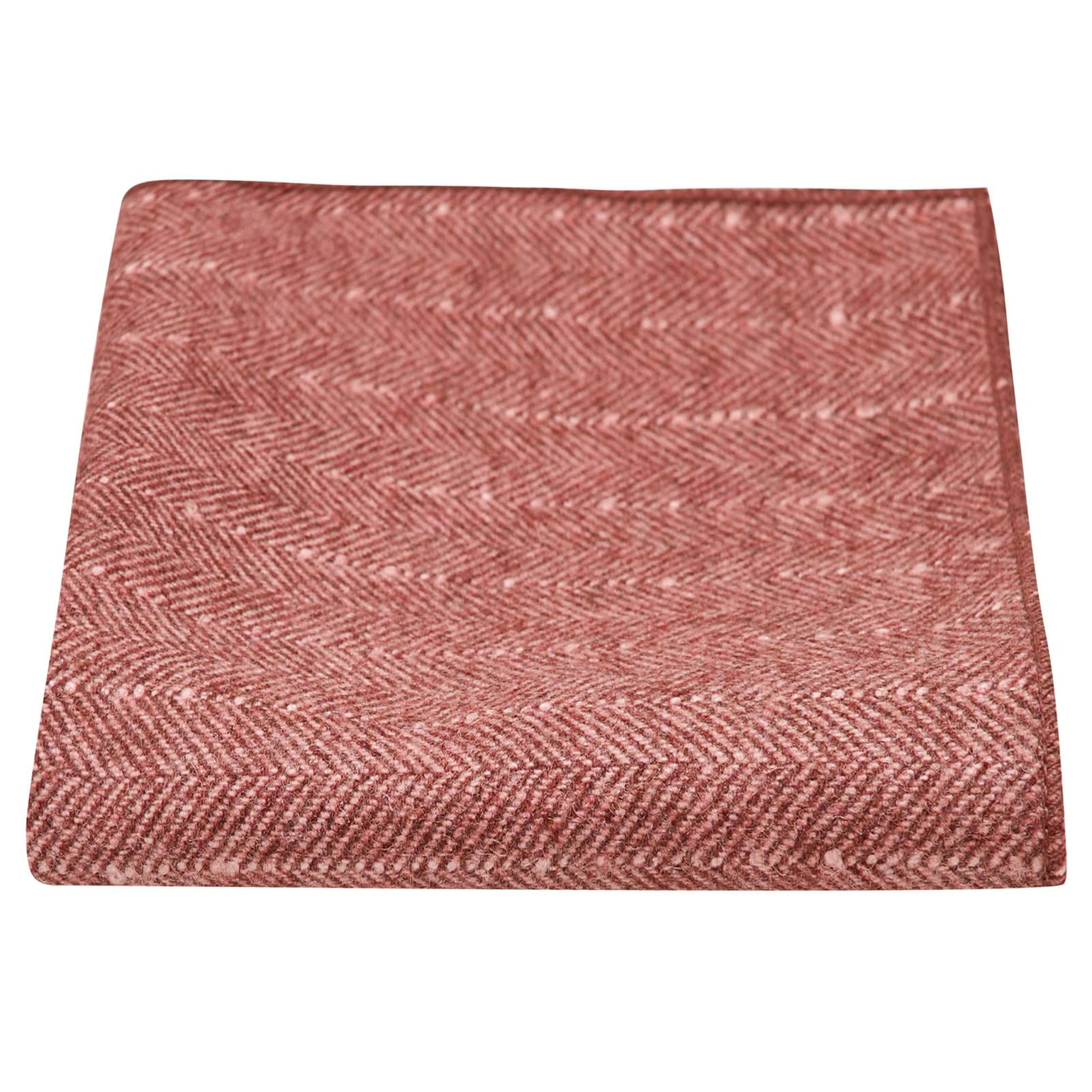 King & Priory Rust Red Herringbone Pocket Square, Handkerchief, Brown