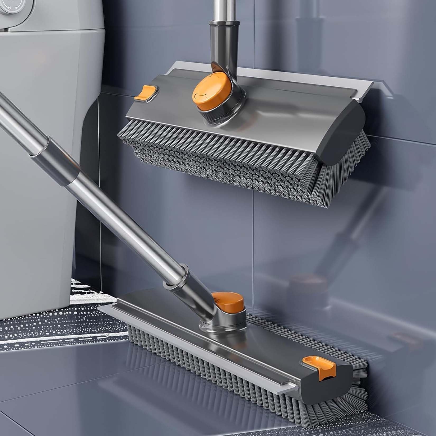 Ultimate - Cepillo de limpieza 3 en 1 para una limpieza sin esfuerzo, cepillo de limpieza de suelo con mango largo, cepillo ajustable 3 en 1, estropajo de suelo resistente para limpiar baño, bañera