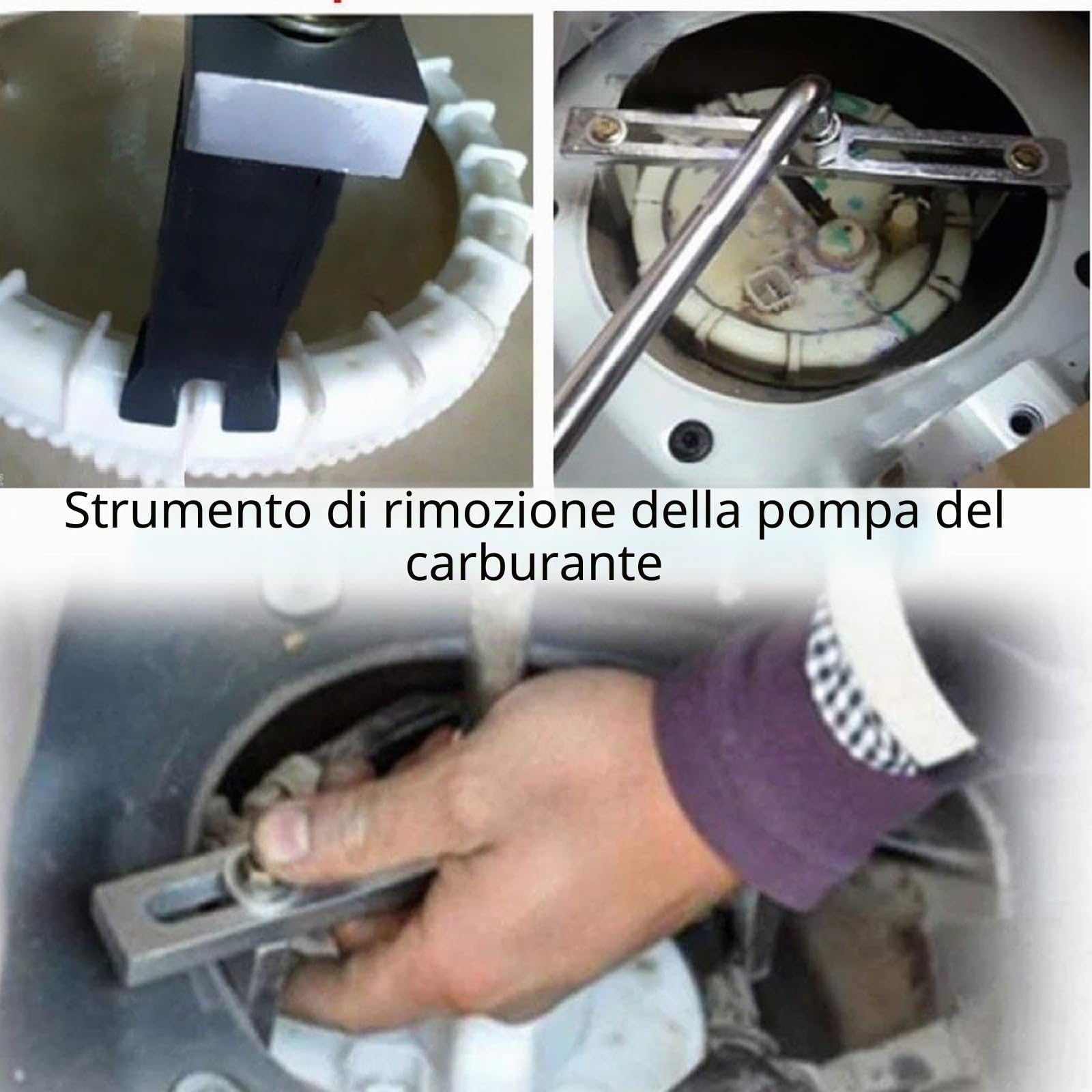 Strumento per La Rimozione Della Pompa Del Carburant,Pompa Di Carburante Coperchio Serbatoio,Rimuovere Strumento Chiave Regolabile,Strumento di Riparazione Auto per Pompa Del Carburante 23-190 mm