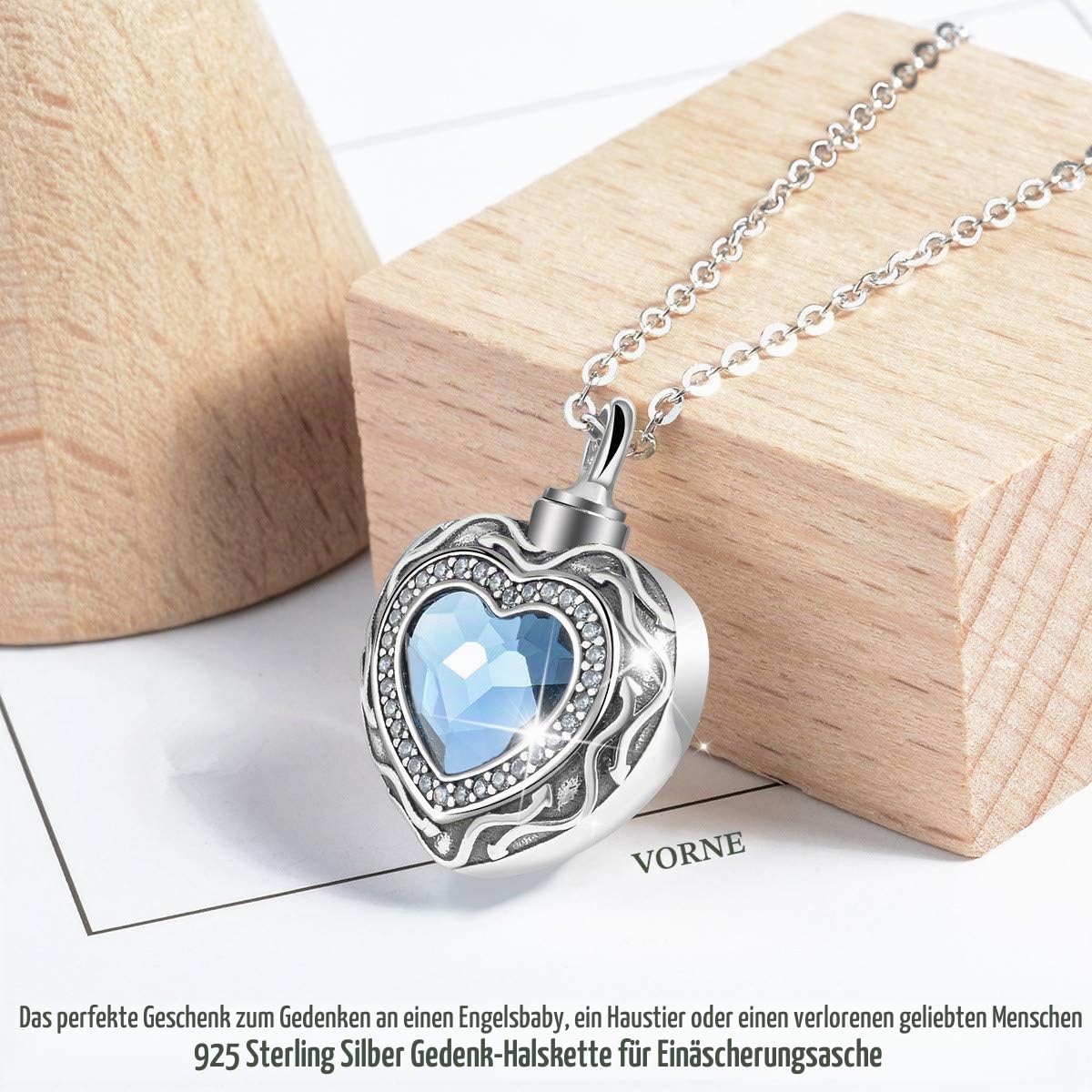 CELESTIA Urnenketten für Asche, Silber 925 Medaillon zum Öffnen Anhänger für Asche Hund Katze Mensch, Schmuck Andenken an Verstorbene