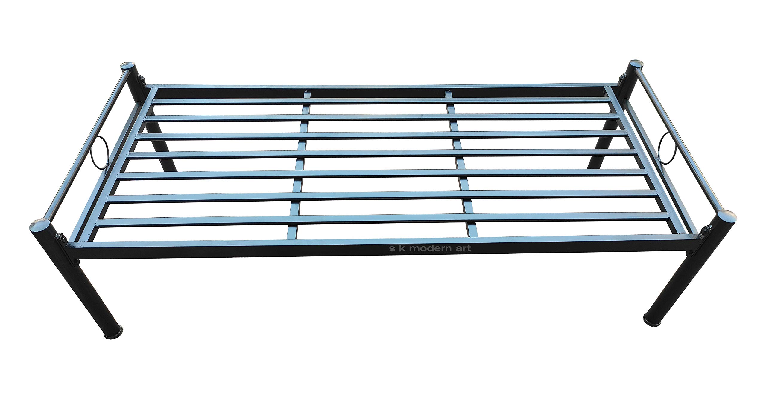 s k modern art Powder Coated Metal Bed (Black, 5 x 6 feet) 2