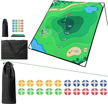 Golf Chipping Game Set Bundle 20pcs Sticky Ball, 71"x71" Portable Sticky Backyard Golf Game for Adults & Family with Sticky Balls & Storage Bag for Indoor, Outdoor, Friend Party