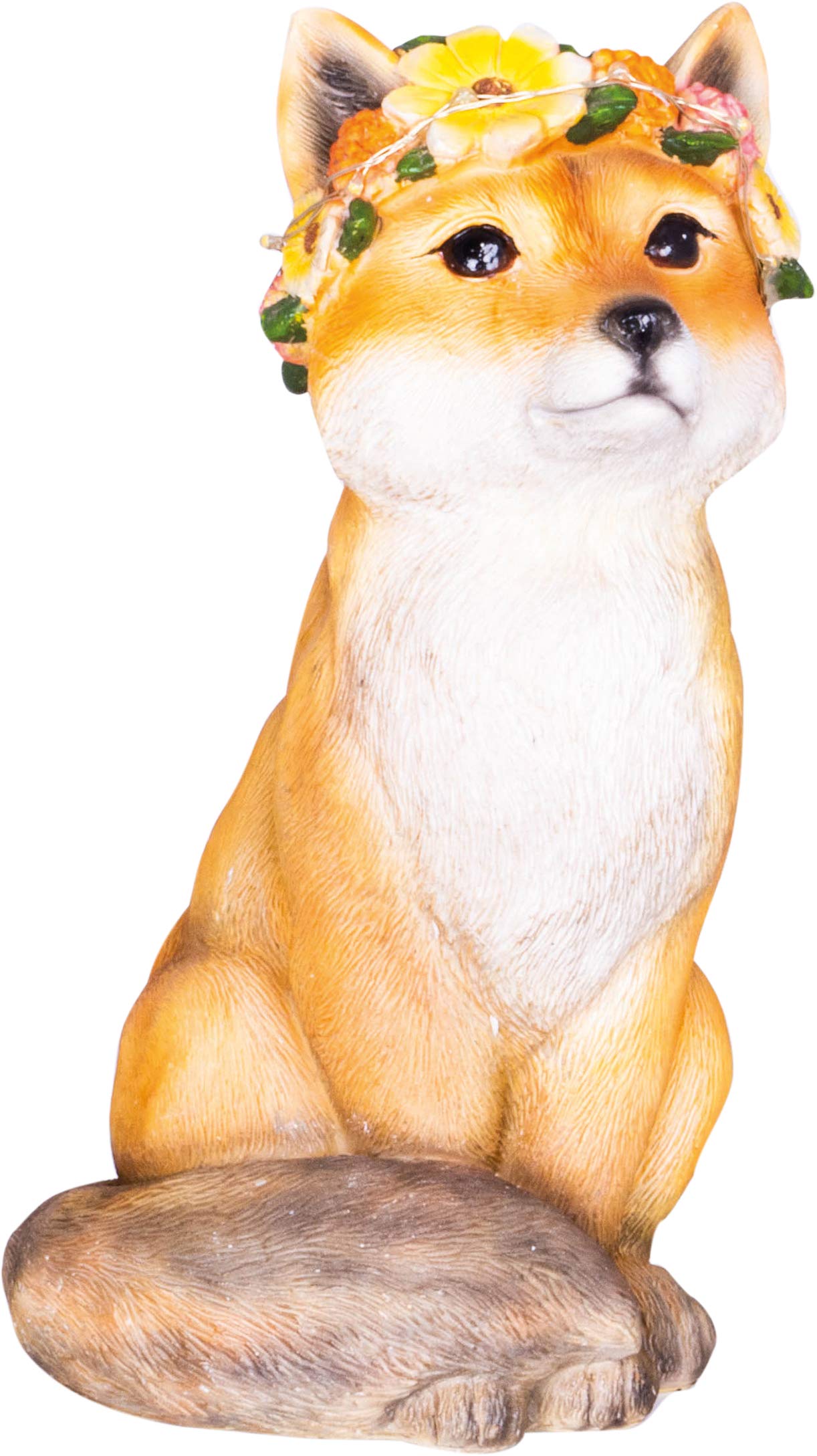 St Helens Fox Garden Ornament Solar Light Brown Resin