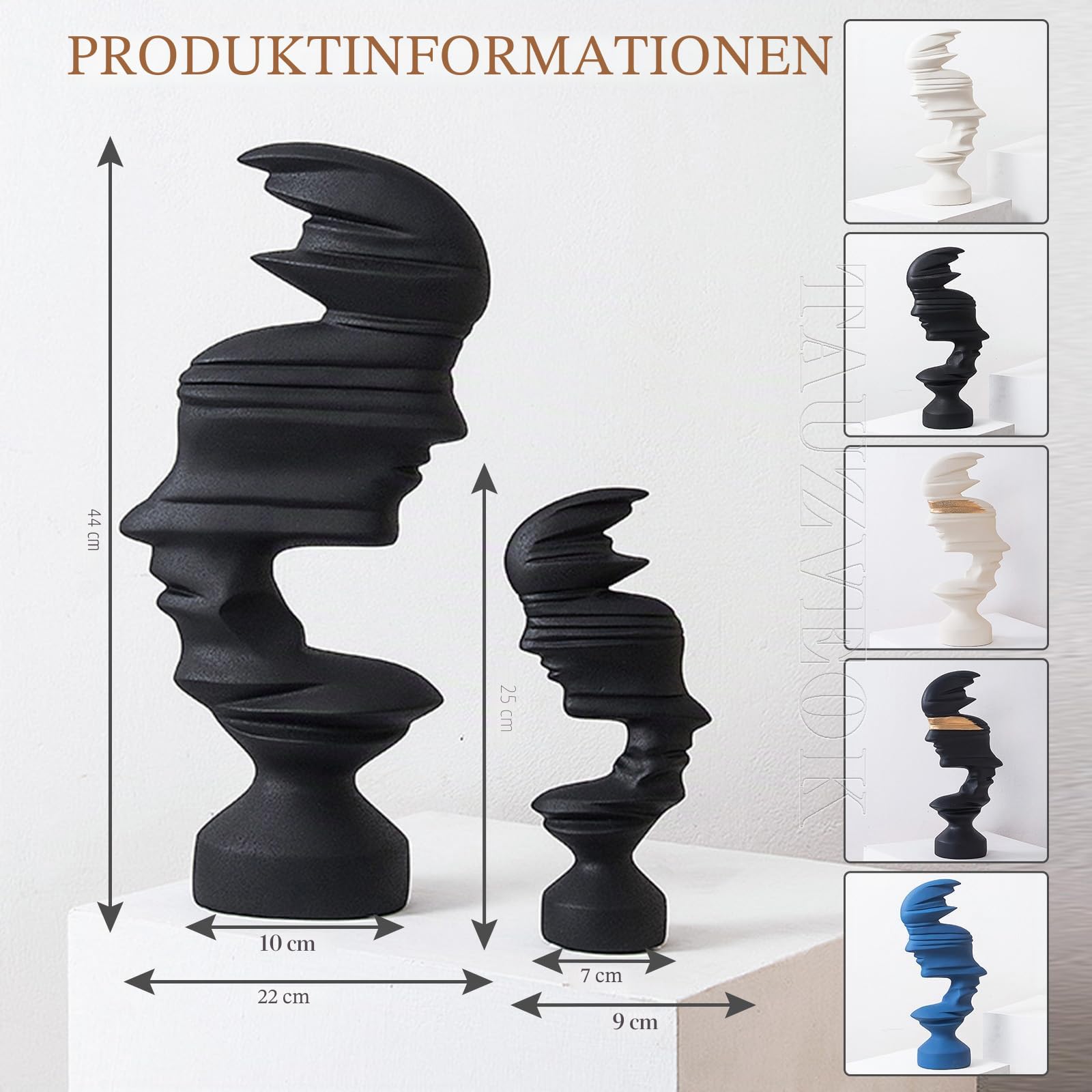 Abstrakte Deko Skulptur, Moderne Kunst Statue, Harz Figur Für Wohnzimmer, Bücherregal Deko, Home Dekoartikel, Weiß, Klein