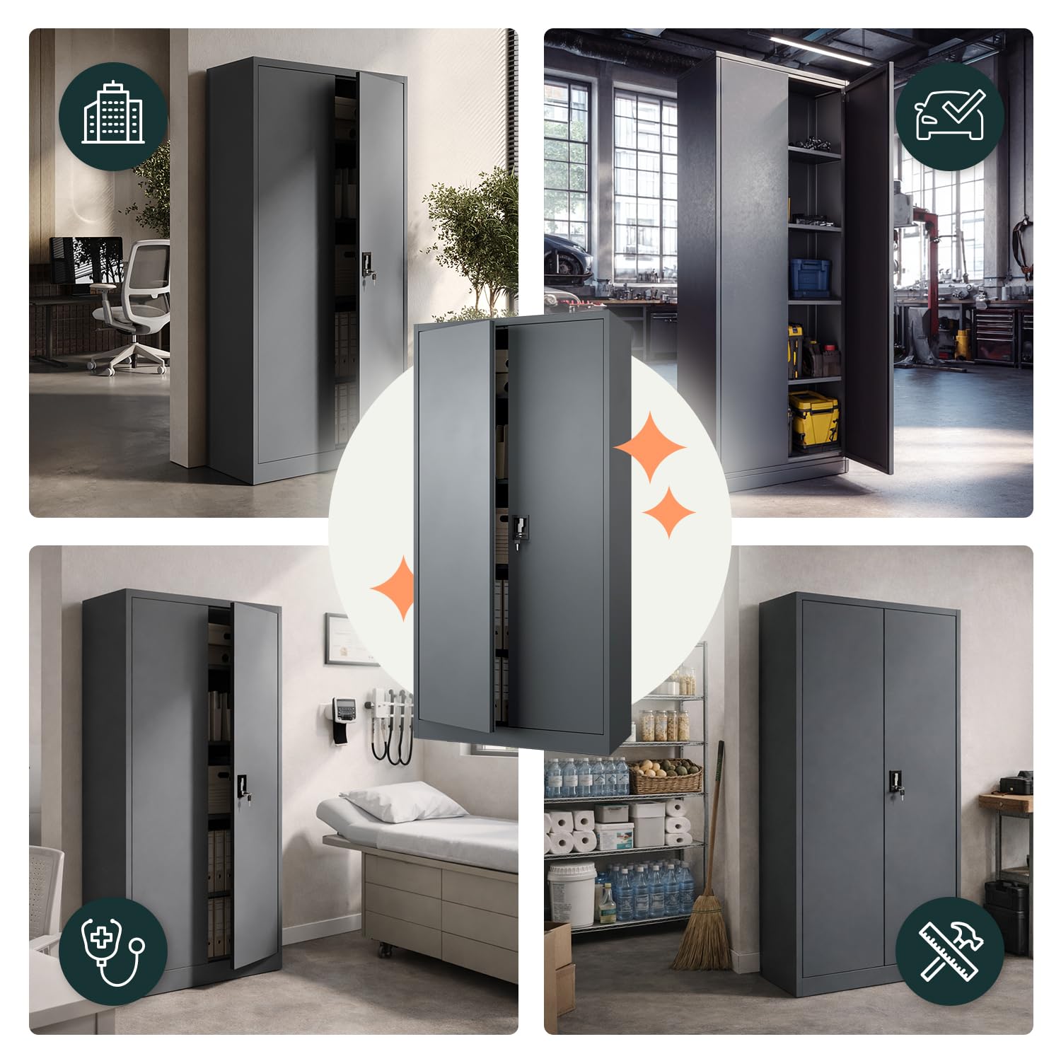 murando - Metallschrank abschließbar, Werkstatt, Umkleide