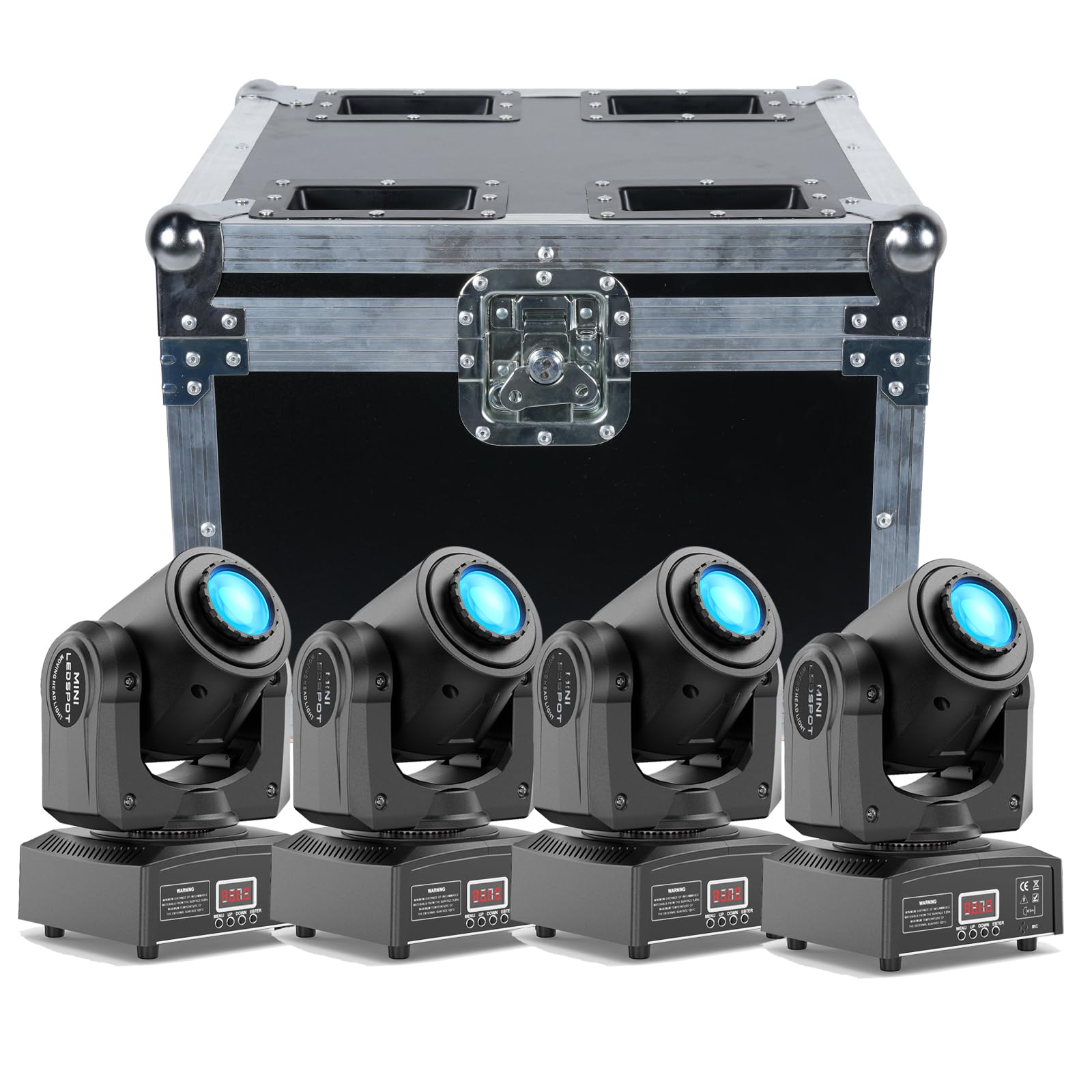 4PCS 60W Lyre LED con Flight case Luce da palcoscenico 8 Gobos 8 Colori Luci DJ a testa rotante Beam Moving Head per Festa, DJ, Bar, Club Natale