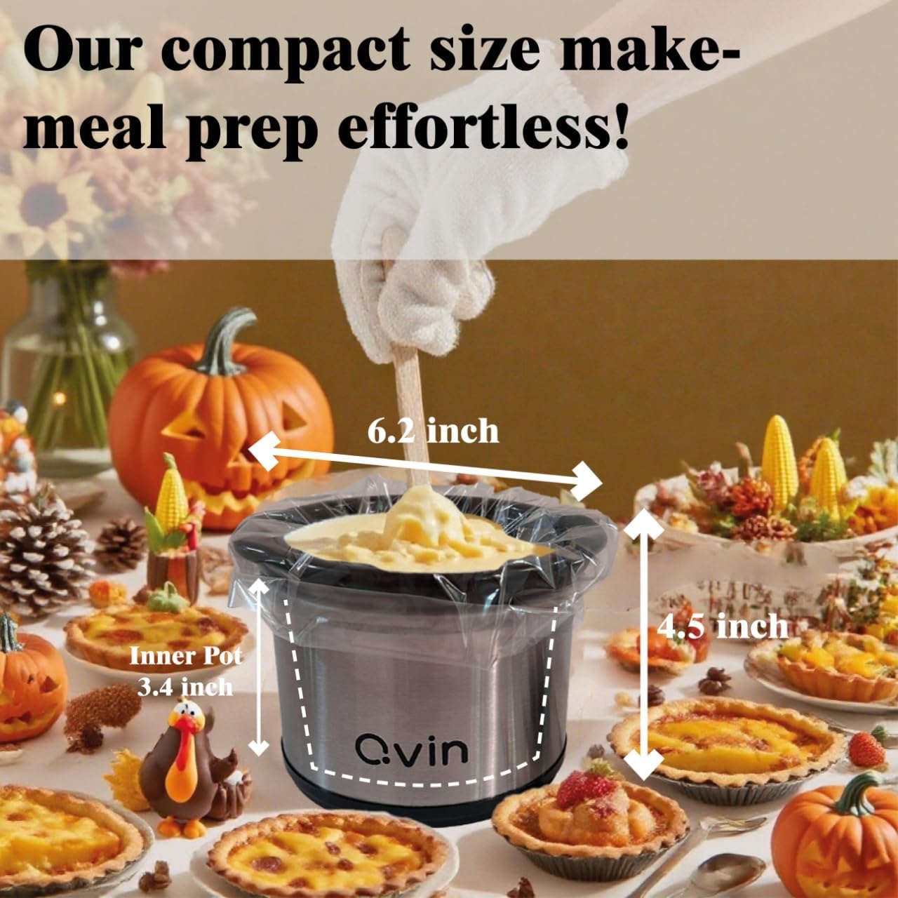 Qvin Small Slow Cooker Liners, BPA free and Easy Clean-Up Cooking Bags, Fit 0.65QT small Slow Cooker and mini crockpot, 10Pieces - Image 6