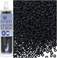 Vista 1 de Miyuki Cuentas de semillas redondas tamaño 15/0 0.29 oz negro mate