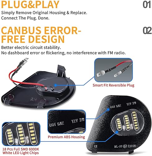 Miniatura 20 de Gempro Luz LED de señal de giro para Dodge Ram 2010-2018 1500 2500 3500 4500 5500 lámpara de espejo de remolque Len ahumado 68302828AA 68302829AA, 2