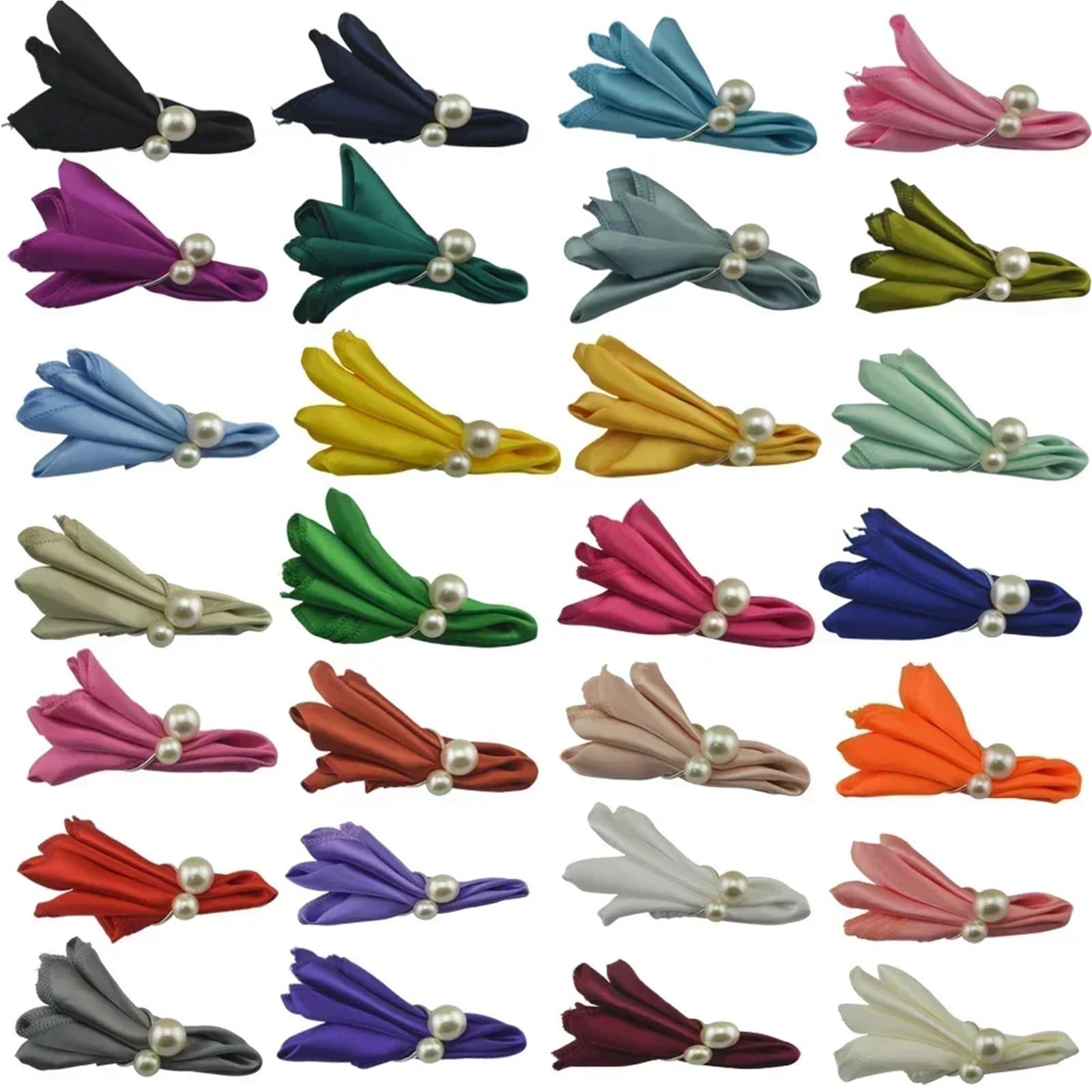 Napoles de Tela de poliéster, Servilletas de Mesa Raso Multicolor 48 cm Cuadradas 60 Piezas(Peach)