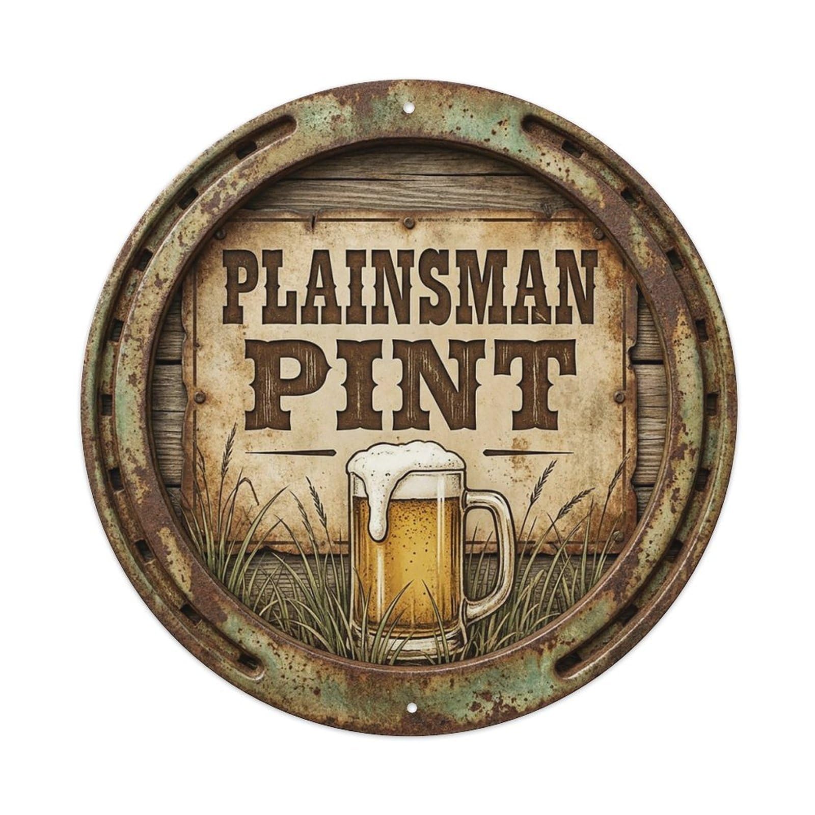 Vintage Beer Western Cowboy Plainsman Pint Retro Bar for Pub Vintage Metal Tin Sign Plaque Wall Decor for Cafe, Club Bar, Office, Garden Metal Poster 8x8Inch