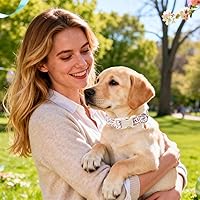 Vista 53 de DOGWONG Collar de perro Airtag de algodón y cáñamo, collar resistente para perros con soporte para Airtag, collares verdes para perros pequeños