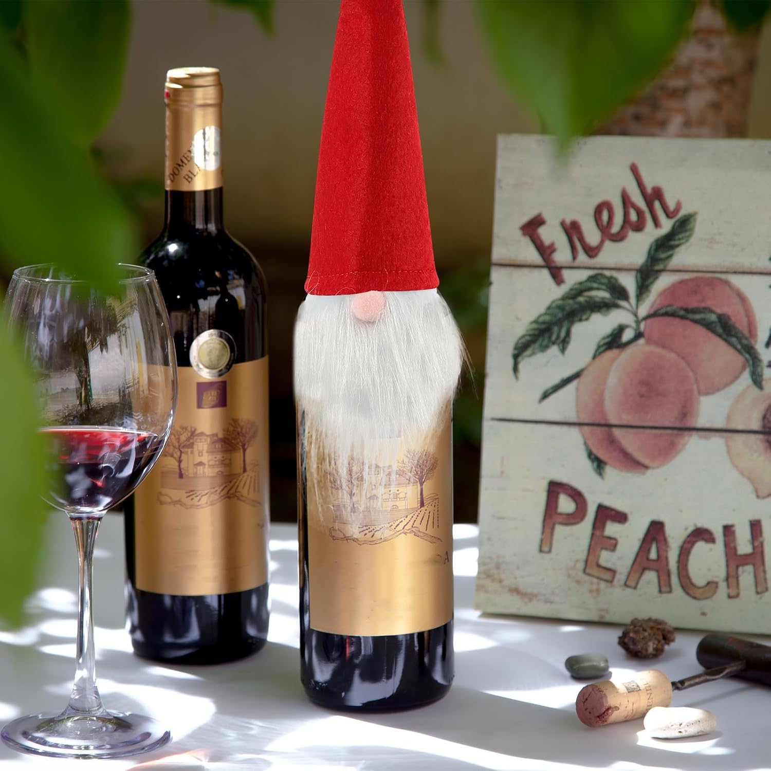 Xmas Gnome Wine Bottle Cover Set 6pcs Felt for Party