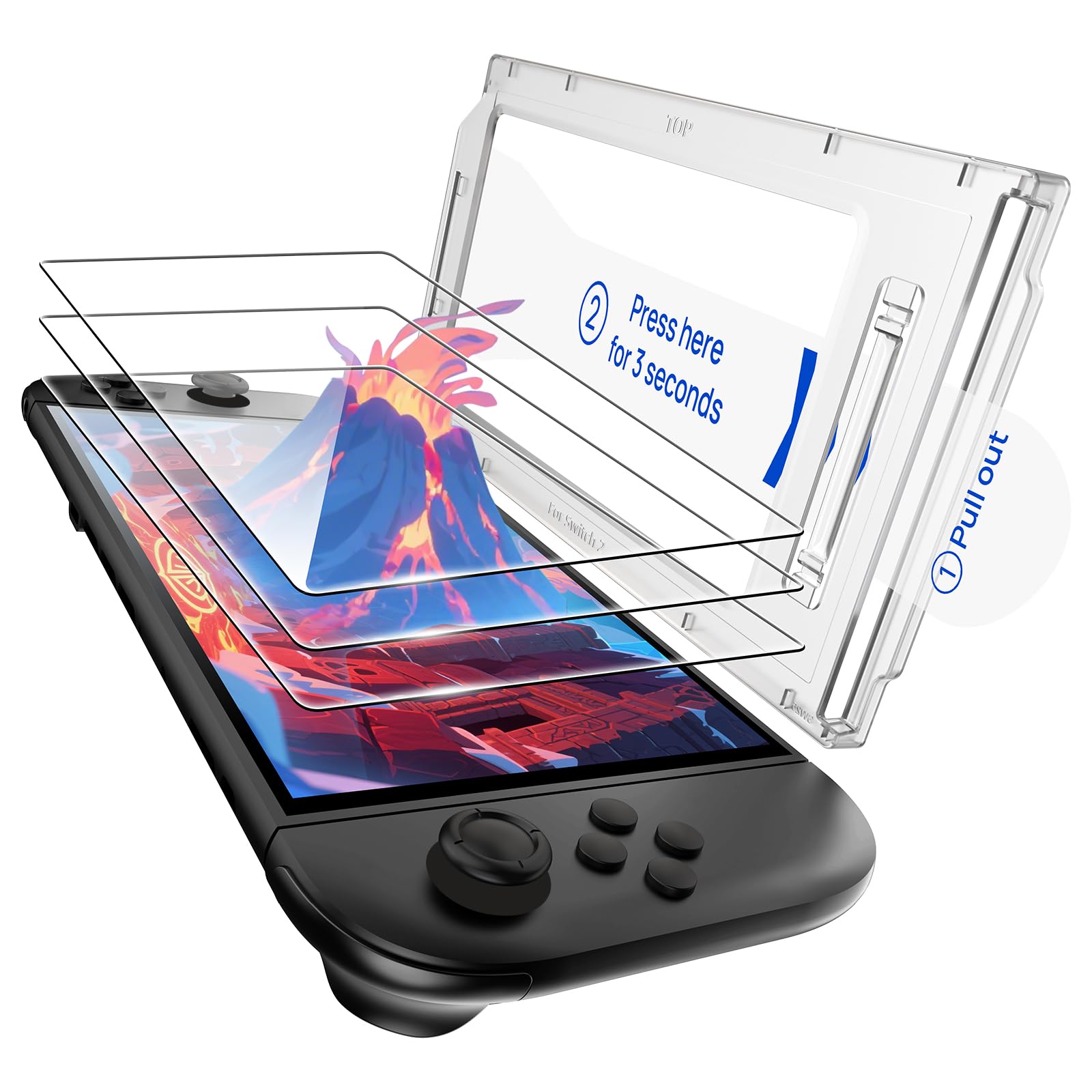 Amazon.co.jp: TRANSNOVO【3枚+専用ガイド枠付き】Switch 2用の保護