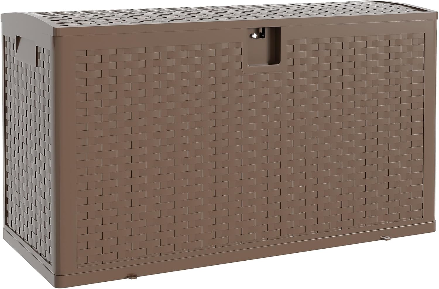 IDEALHOUSE 100 Gal Waterproof Large Resin Deck Box for Indoor Outdoor Use, Lockable Plastic Storage Container with Lid, Waterproof/UV-Resistant for Patio Furniture Cushions Garden Tools, Brown Ratten