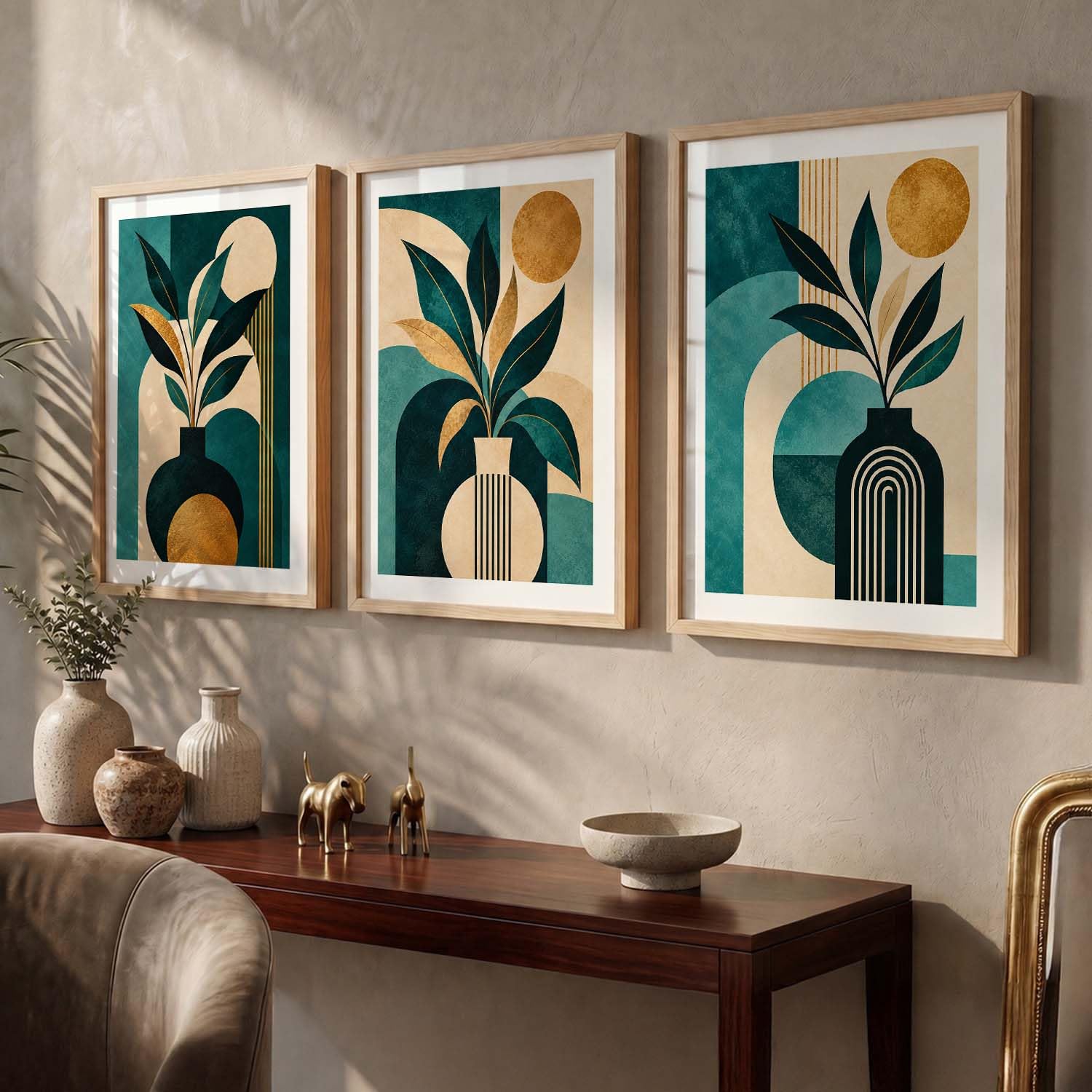 Bohemian Wall Art Set - Floral Prints with Frame -6 Bohemian Wall Art Set - Floral Prints with Frame -6
