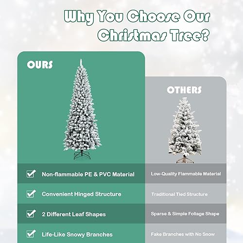 Miniatura 3 de BestComfort Árbol de Navidad flocado de nieve de 75 pies árbol de nieve con 1189 puntas de rama polietileno y cloruro de polivinilo de calidad
