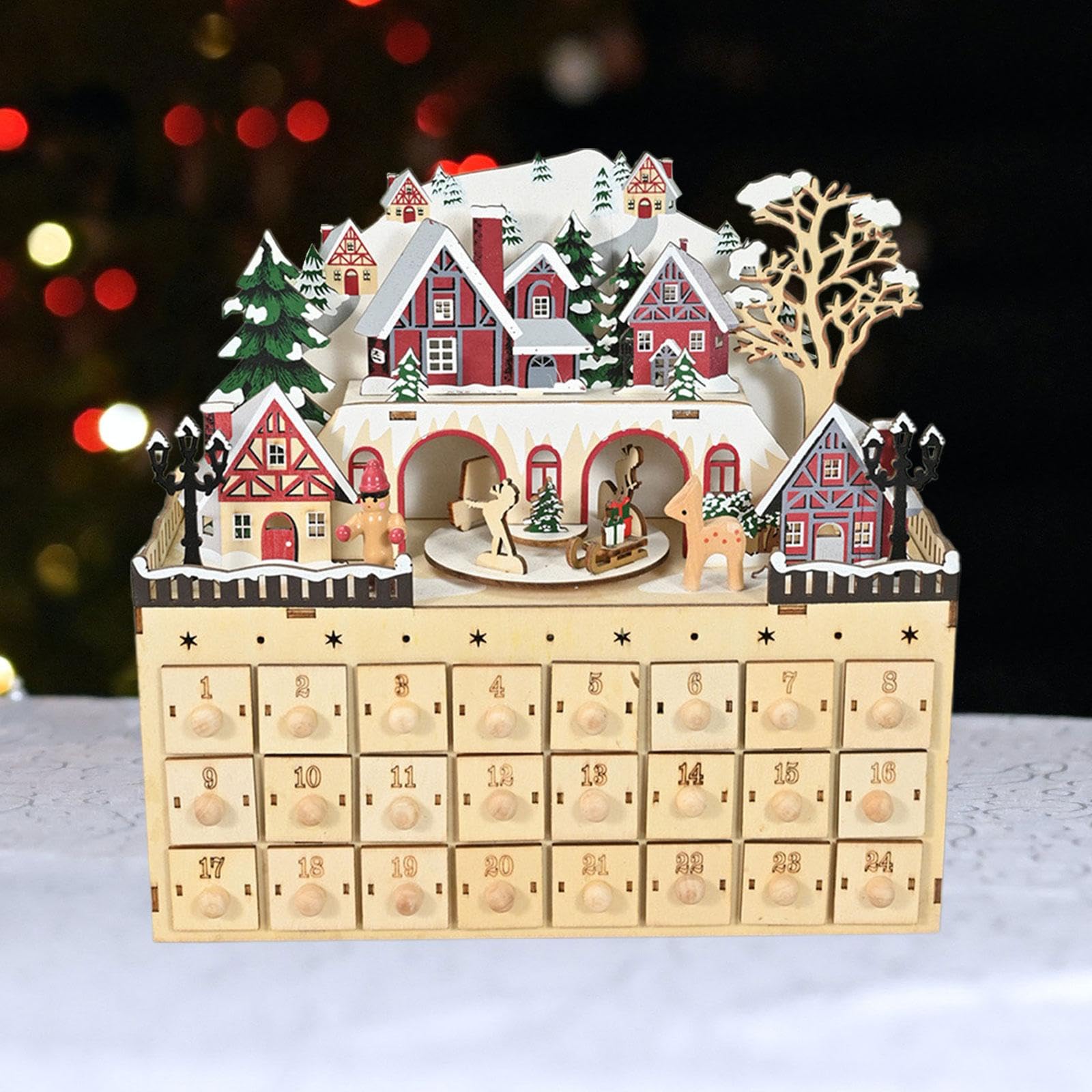 Calendario Dell'Avvento di Natale 2024 Decorazione Natalizia a LED per Bancone del Festival