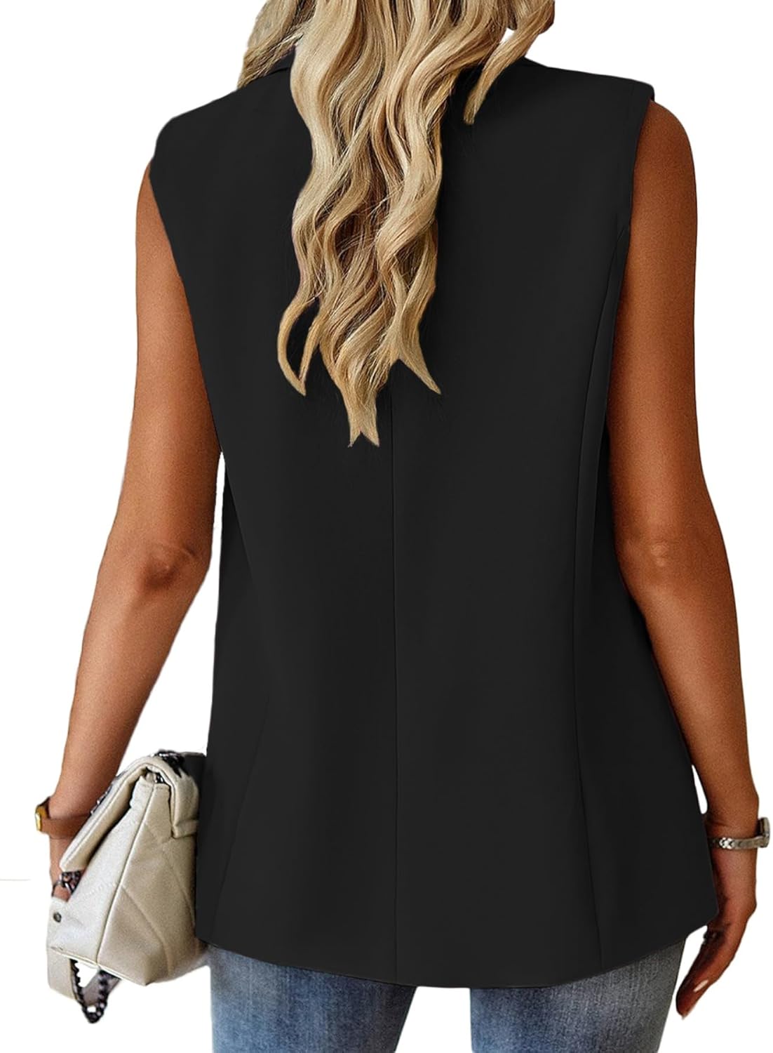 Women's Sleeveless Blazers Open Front Casual Blazer Vests Solid Color Lapel Single Button Lightweight Jackets Women - Image 5